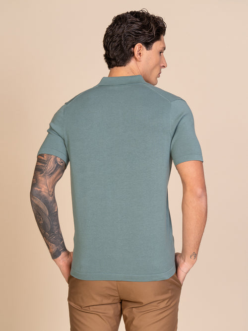 Polo maglia Full-button|Colore:Salvia