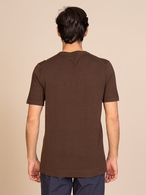 Maglia girocollo mezza manica|Colore:Cacao