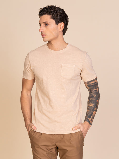 T-Shirt con taschino|Colore:Beige