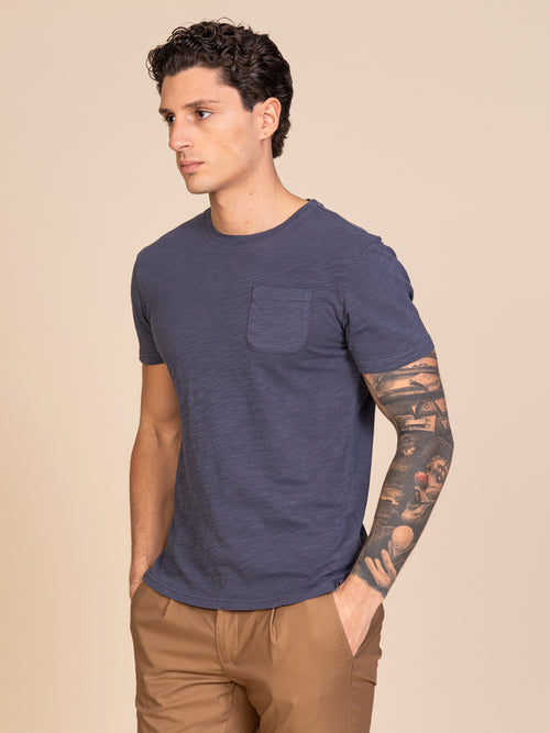 T-Shirt con taschino|Colore:Blu