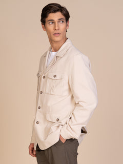 Giacca lino e cotone con tasconi|Colore:Beige