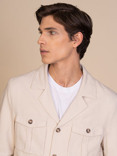 Giacca lino e cotone con tasconi|Colore:Beige