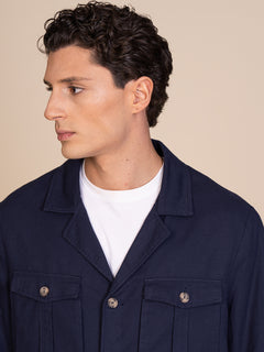Giacca lino e cotone con tasconi|Colore:Blu