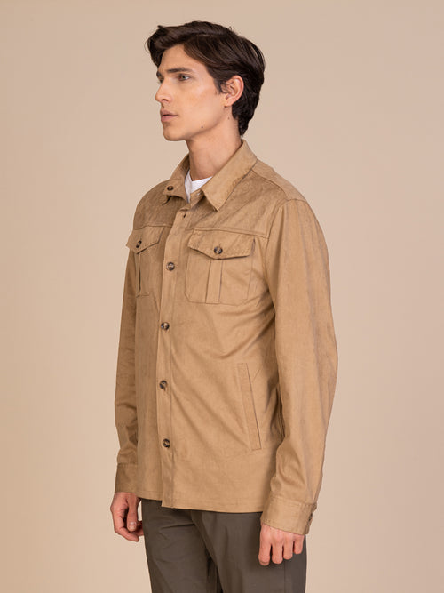 Overshirt effetto scamosciato|Colore:Beige