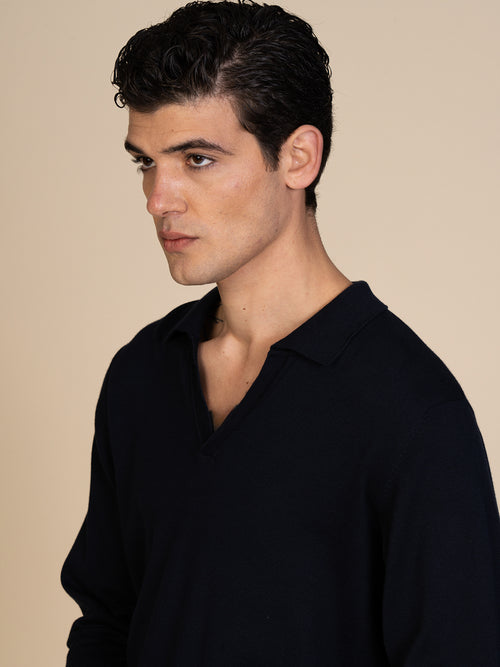 Maglia polo collo derby|Colore:Blu