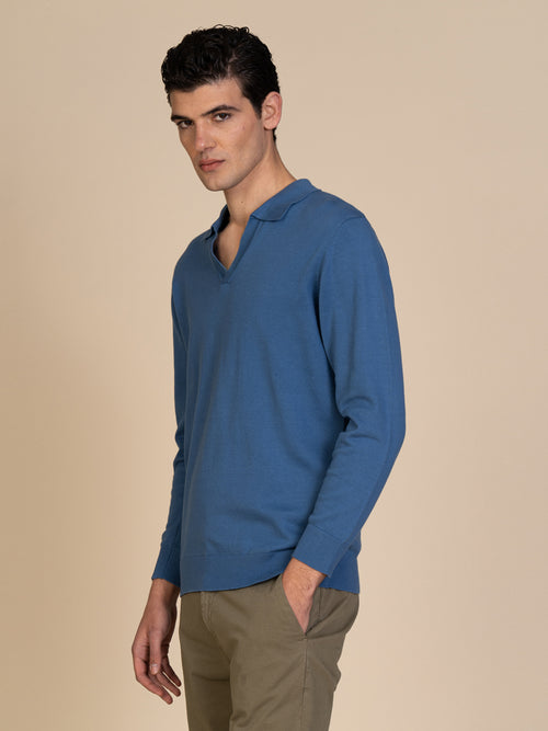 Maglia polo collo derby|Colore:Jeans