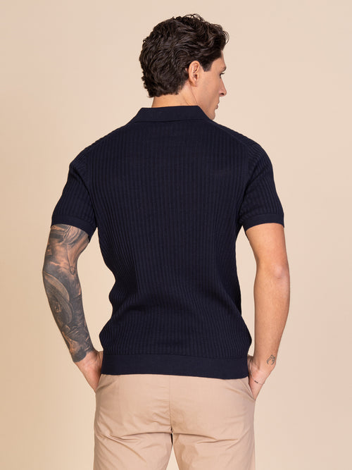 Polo maglia con lavorazione|Colore:Blu