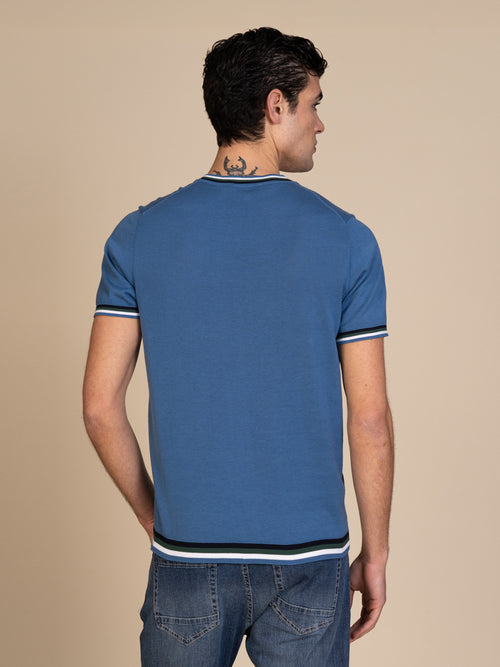 Maglia girocollo bande colori|Colore:Jeans