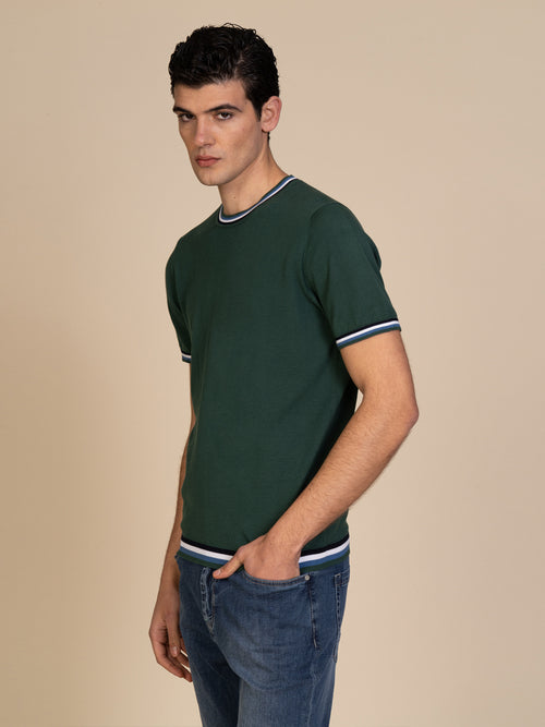 Maglia girocollo bande colori|Colore:Verde