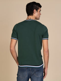 Maglia girocollo bande colori|Colore:Verde