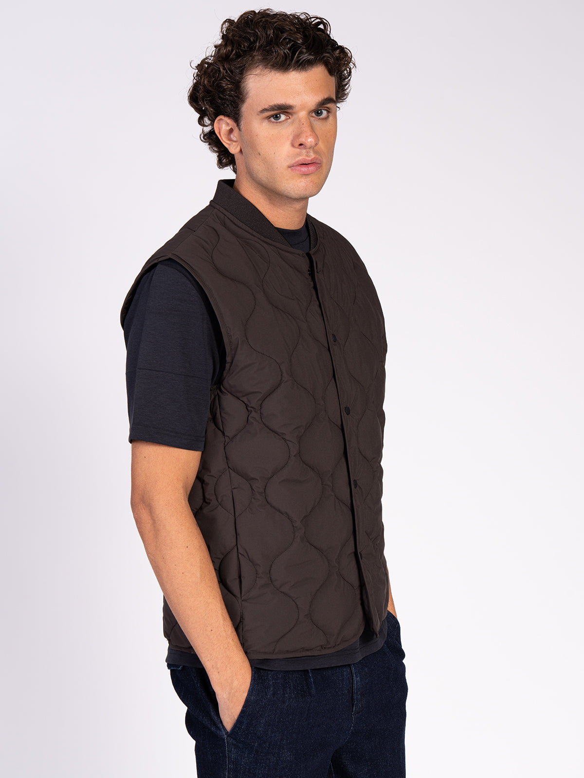 GILET TRAPUNTATO|Colore:Marrone