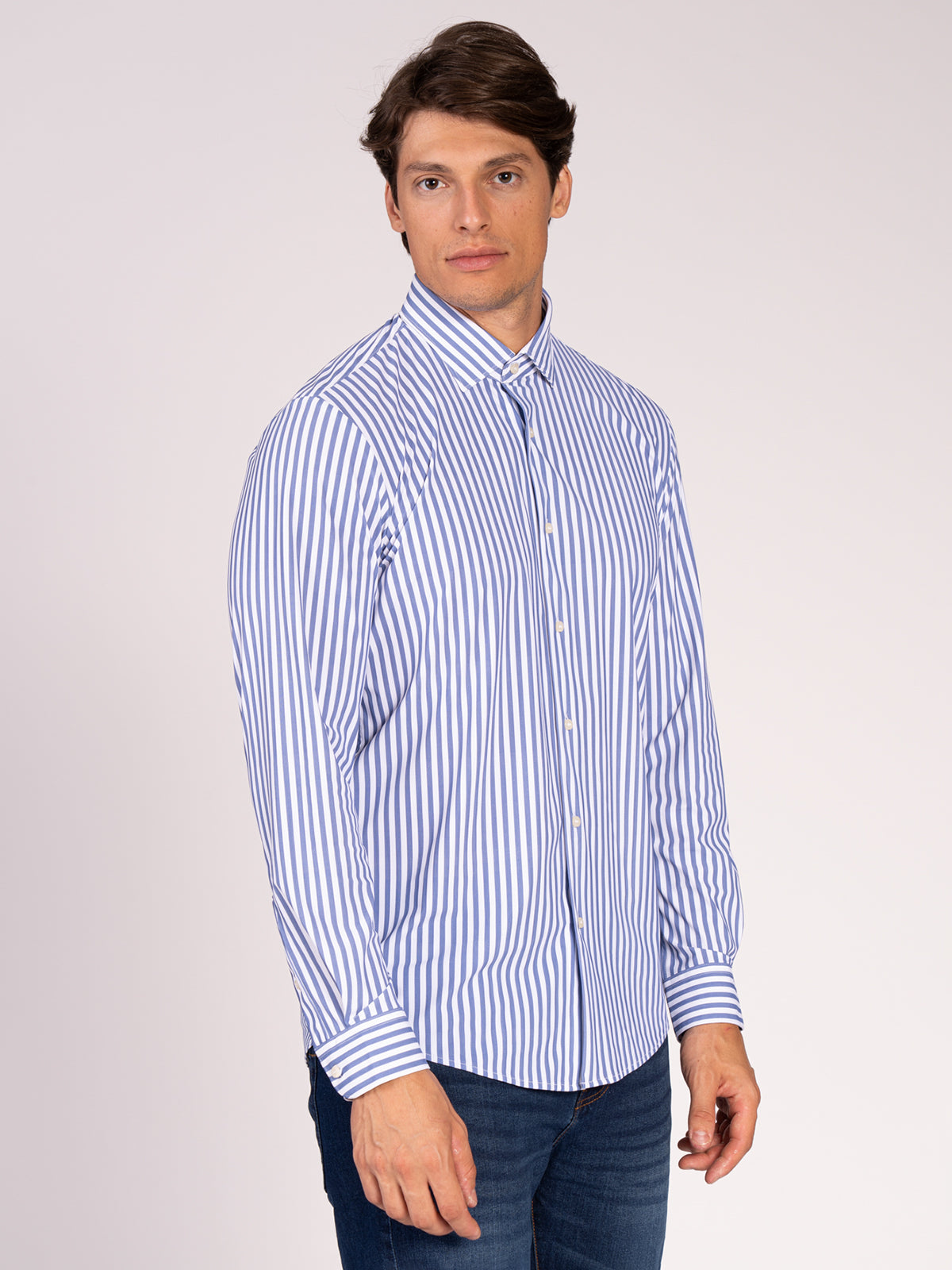 CAMICIA TESSUTO TECNICO FANTASIA|Colore:Blu