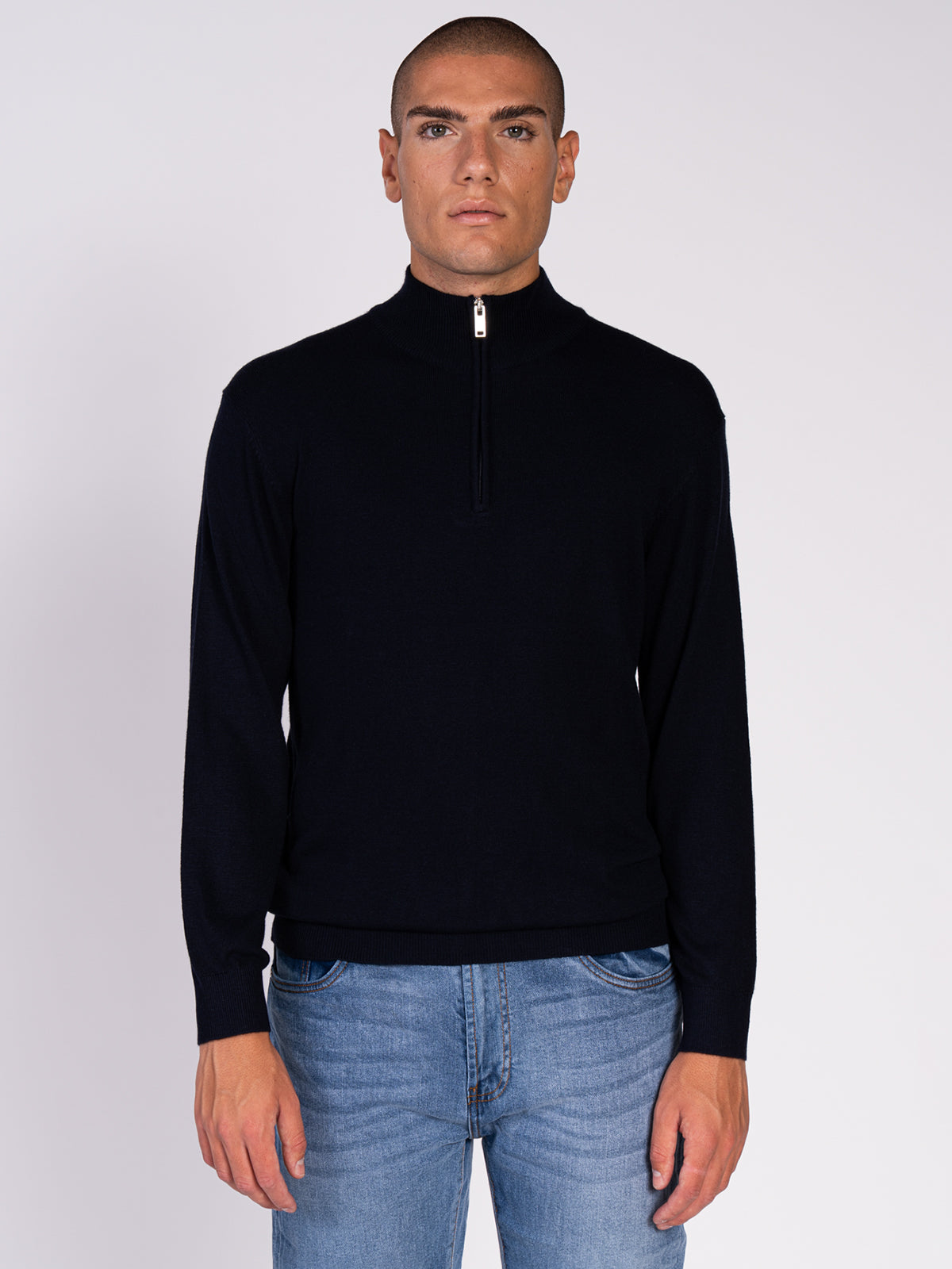 Maglia con zip|Colore:Blu