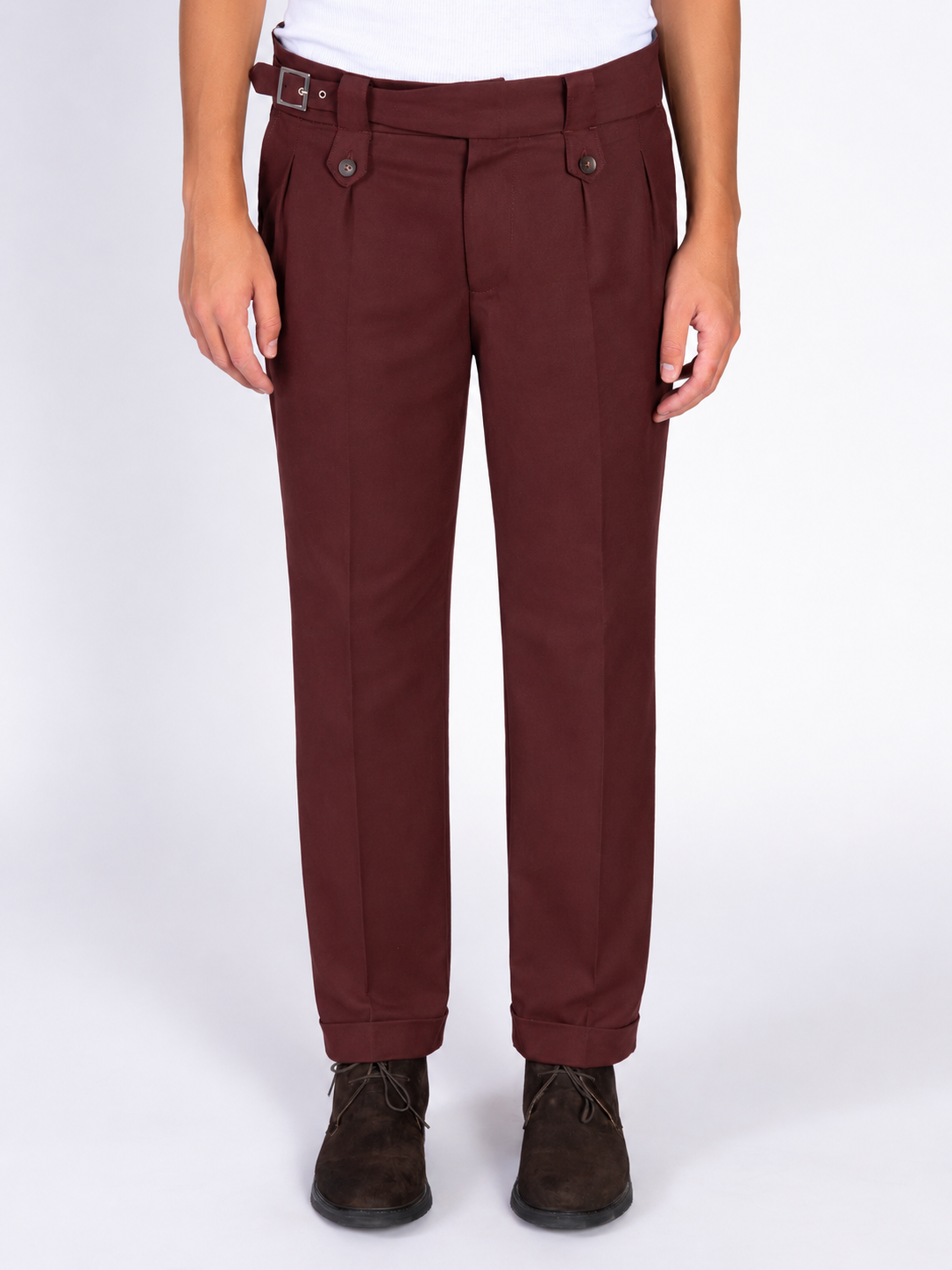 PANTALONE CON FIBBIA LATERALE|Colore:Wine