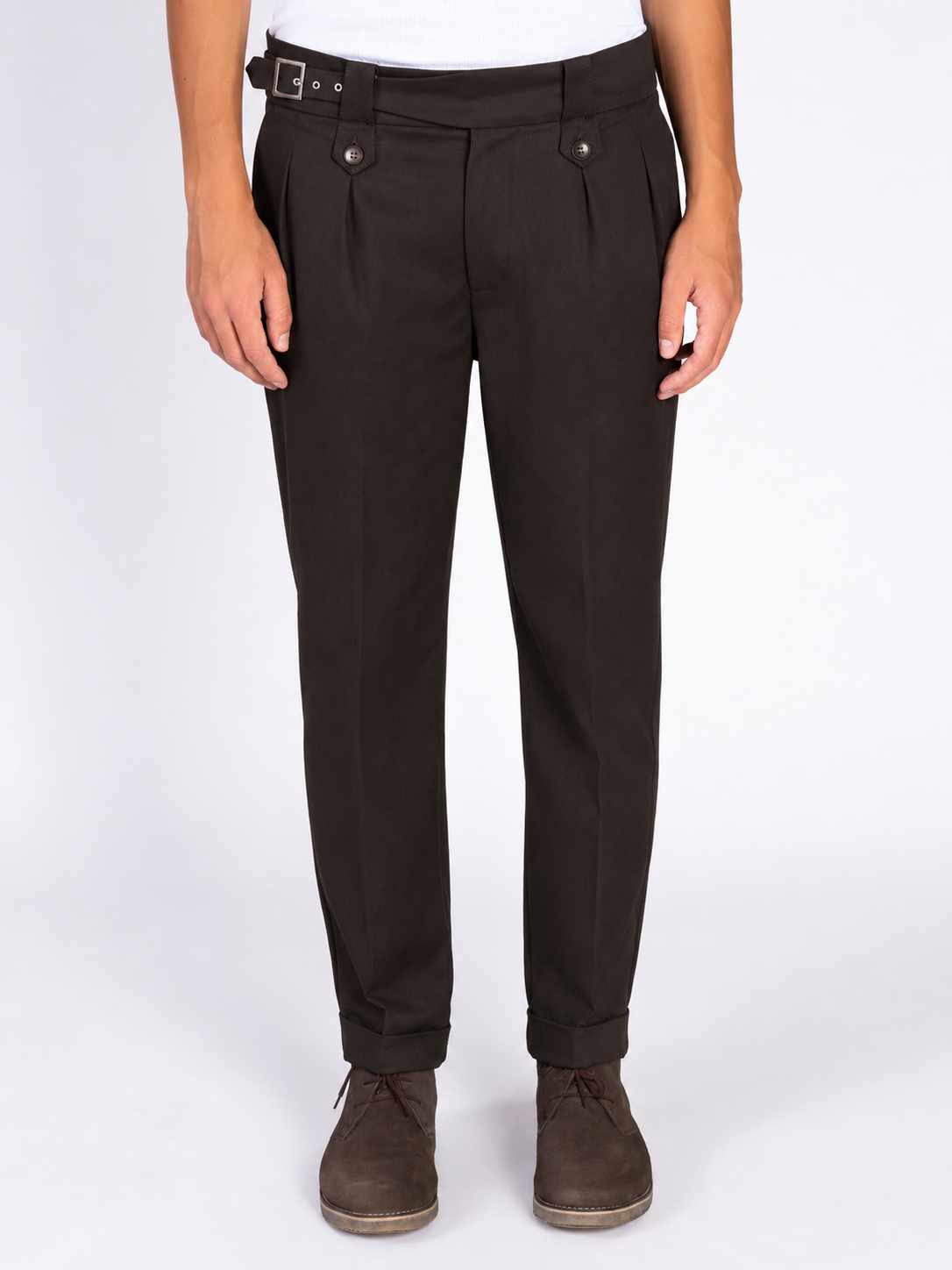 PANTALONE CON FIBBIA LATERALE|Colore:Moro