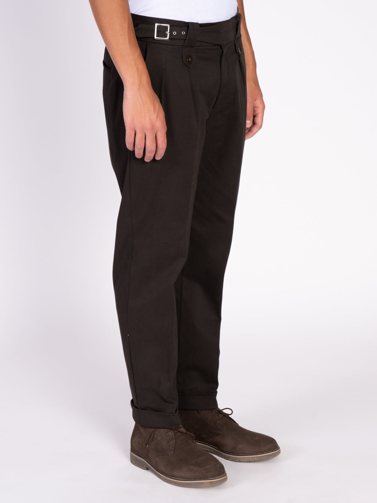 PANTALONE CON FIBBIA LATERALE|Colore:Moro