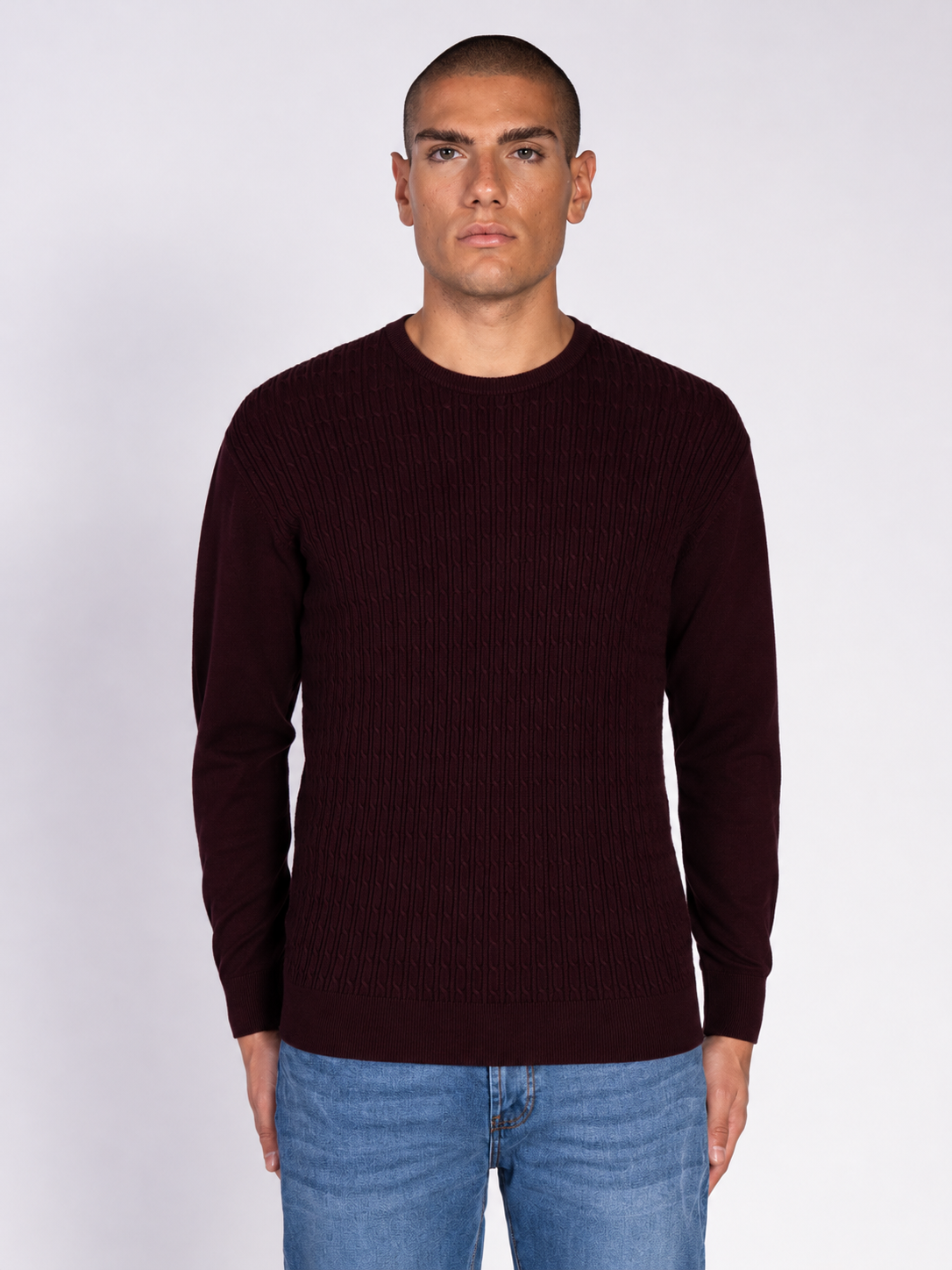 MAGLIA GIROCOLLO JACQUARD|Colore:Bordeaux