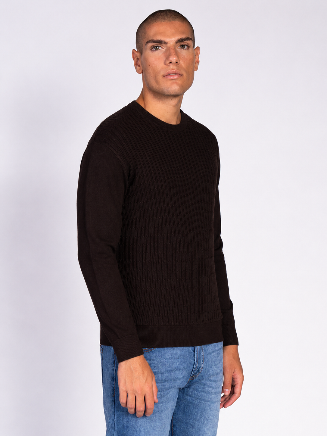 MAGLIA GIROCOLLO JACQUARD|Colore:Caffe'
