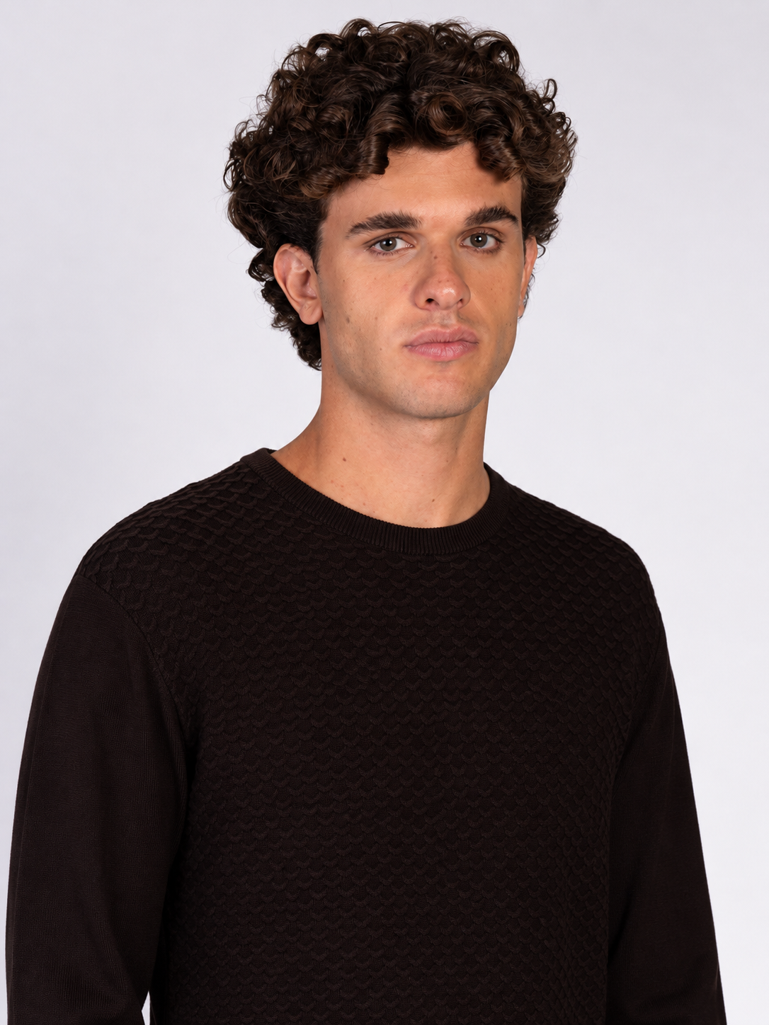 MAGLIA GIROCOLLO JACQUARD|Colore:Caffe'