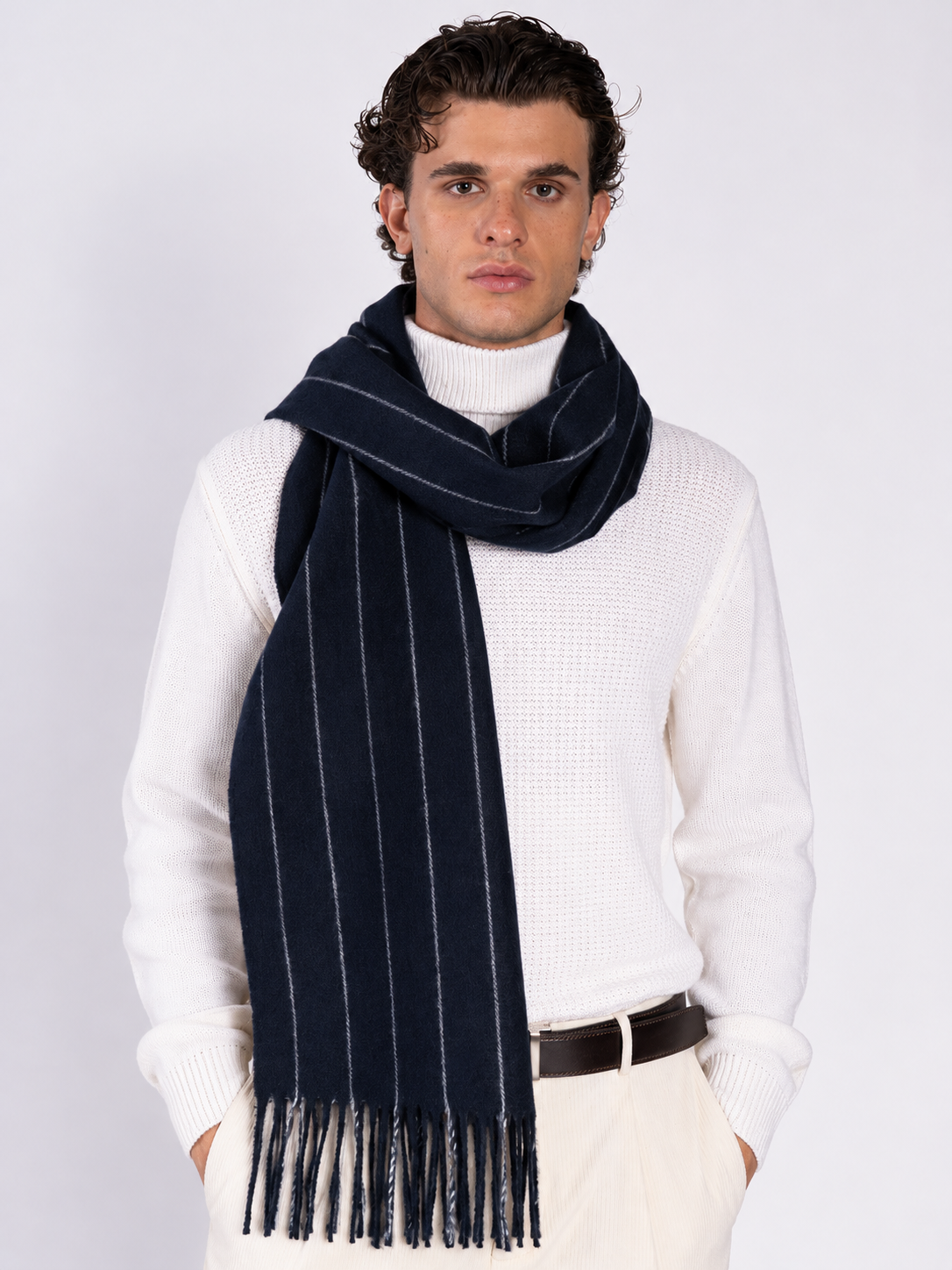 SCIARPA A RIGHE GESSATA|Colore:Blu