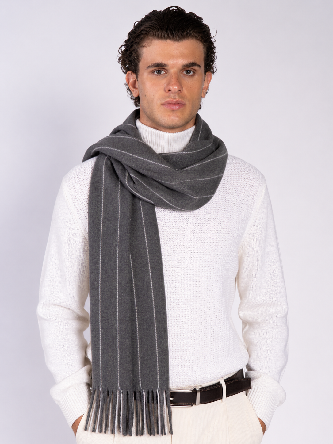 SCIARPA A RIGHE GESSATA|Colore:Grigio