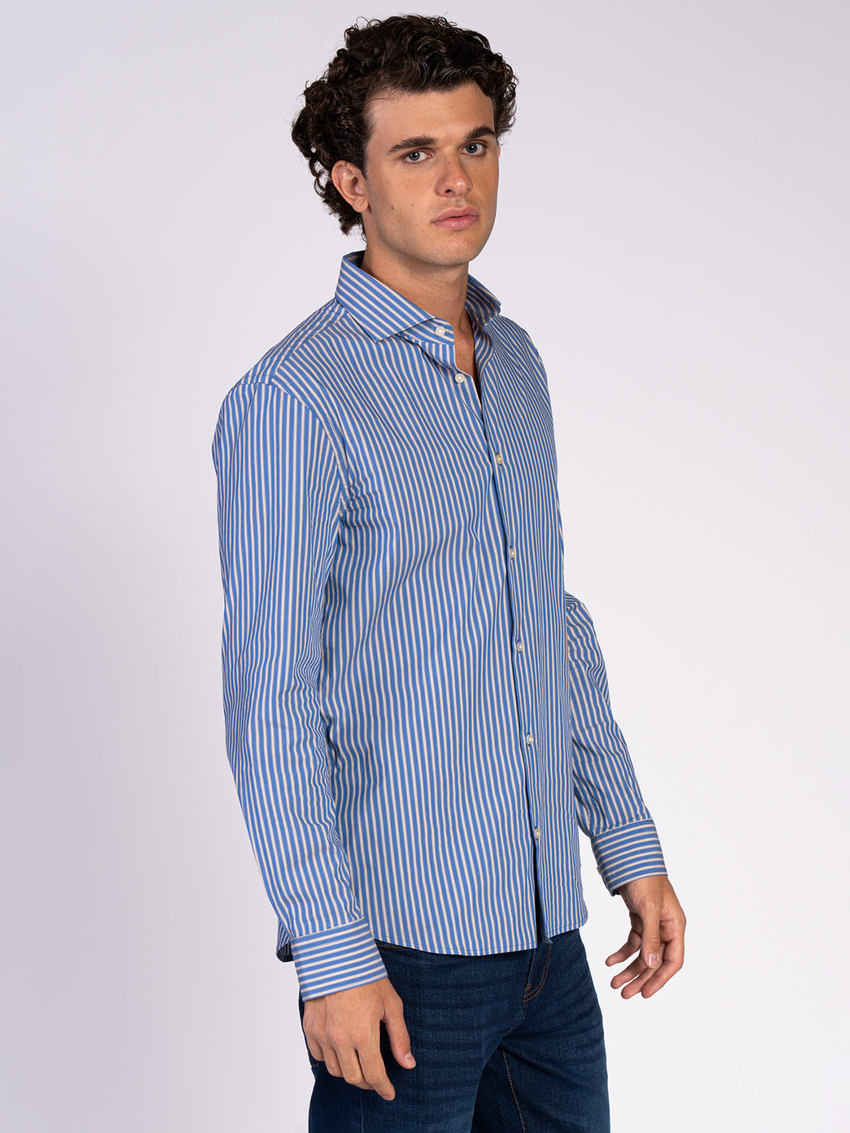 CAMICIA TINTO FILO|Colore:Blu