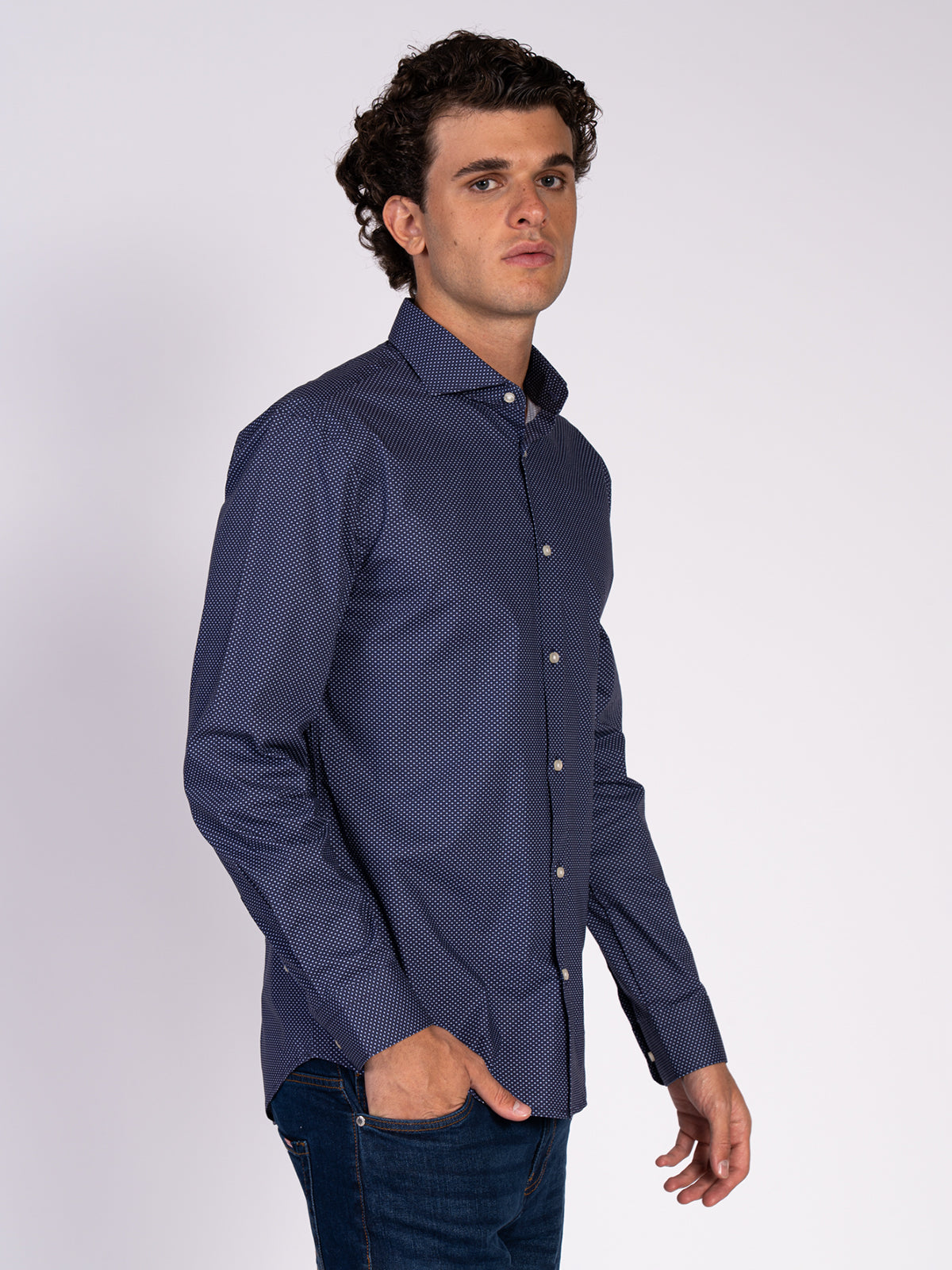CAMICIA MICRO-POIS|Colore:Moro