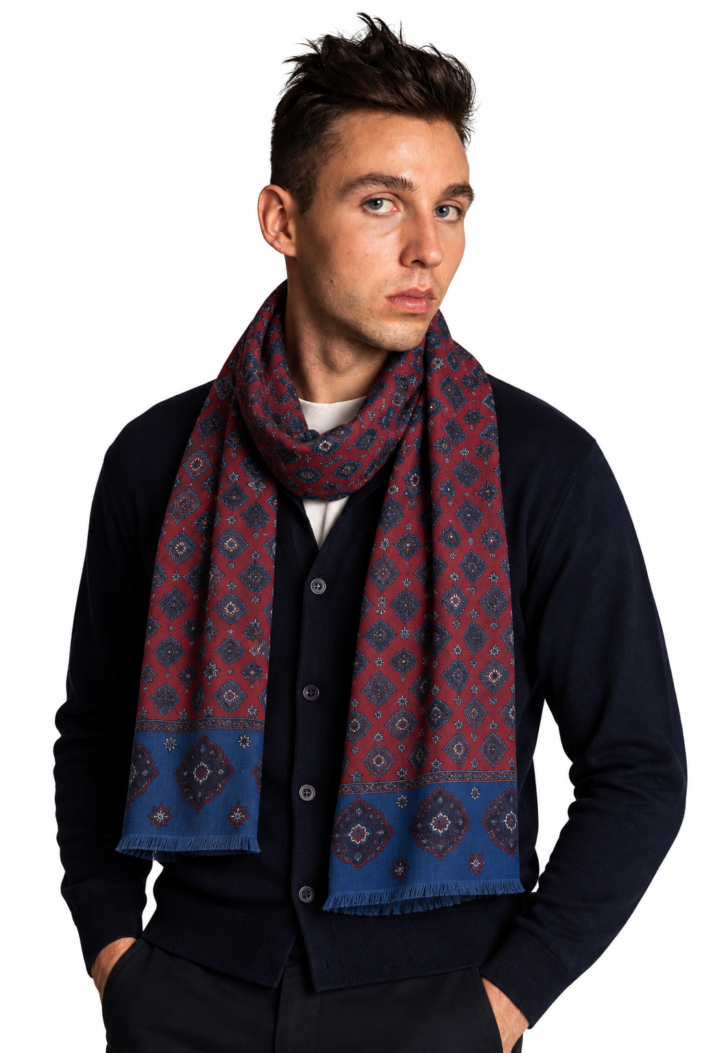 PASHMINA PATTERN GEOMETRICO|Colore:Bordeaux