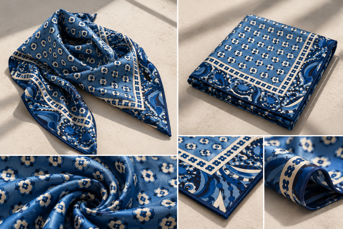 FOULARD PATTERN FLOREALE|Colore:Celeste