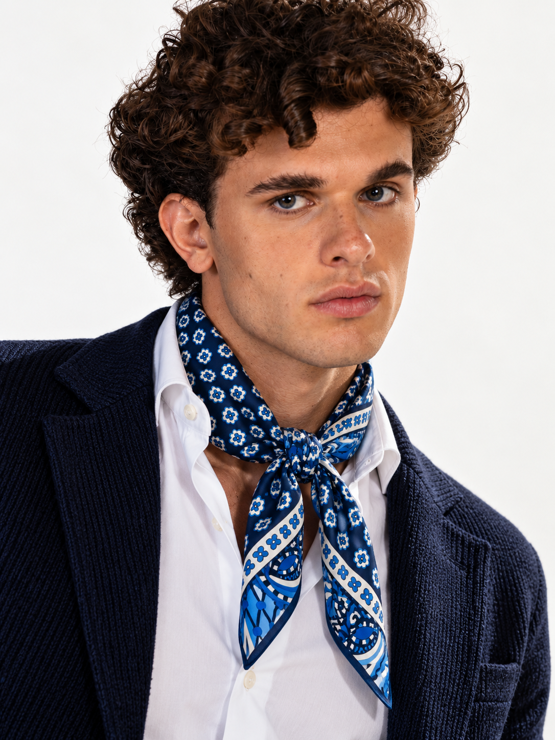 FOULARD PATTERN FLOREALE|Colore:Blu