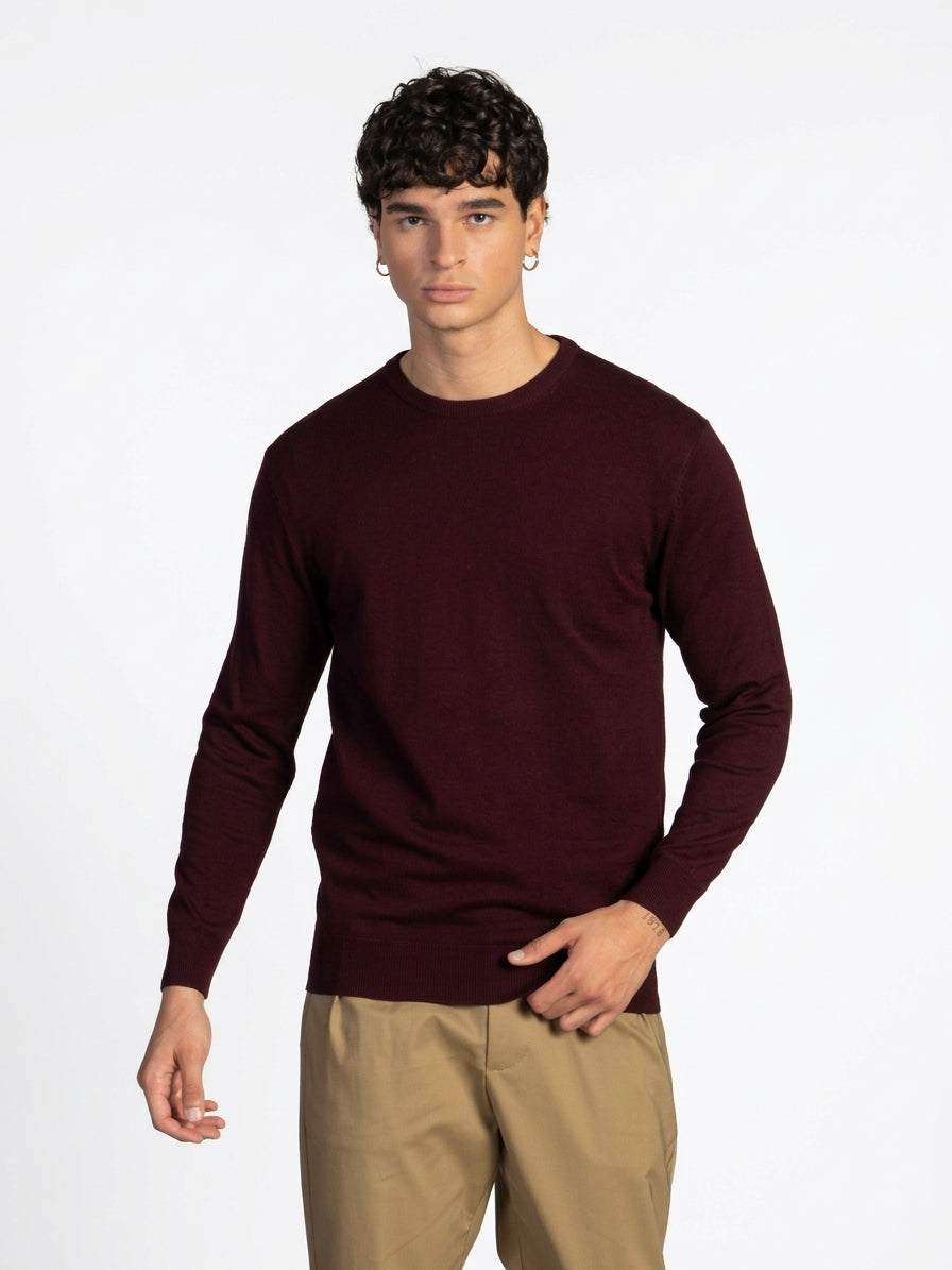 MAGLIA GIROCOLLO RASATA|Colore:Bordeaux