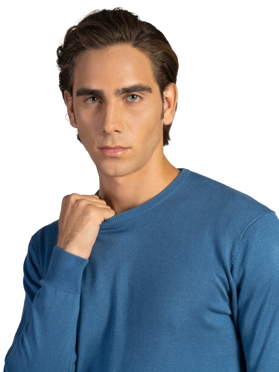 MAGLIA GIROCOLLO RASATA|Colore:Cielo