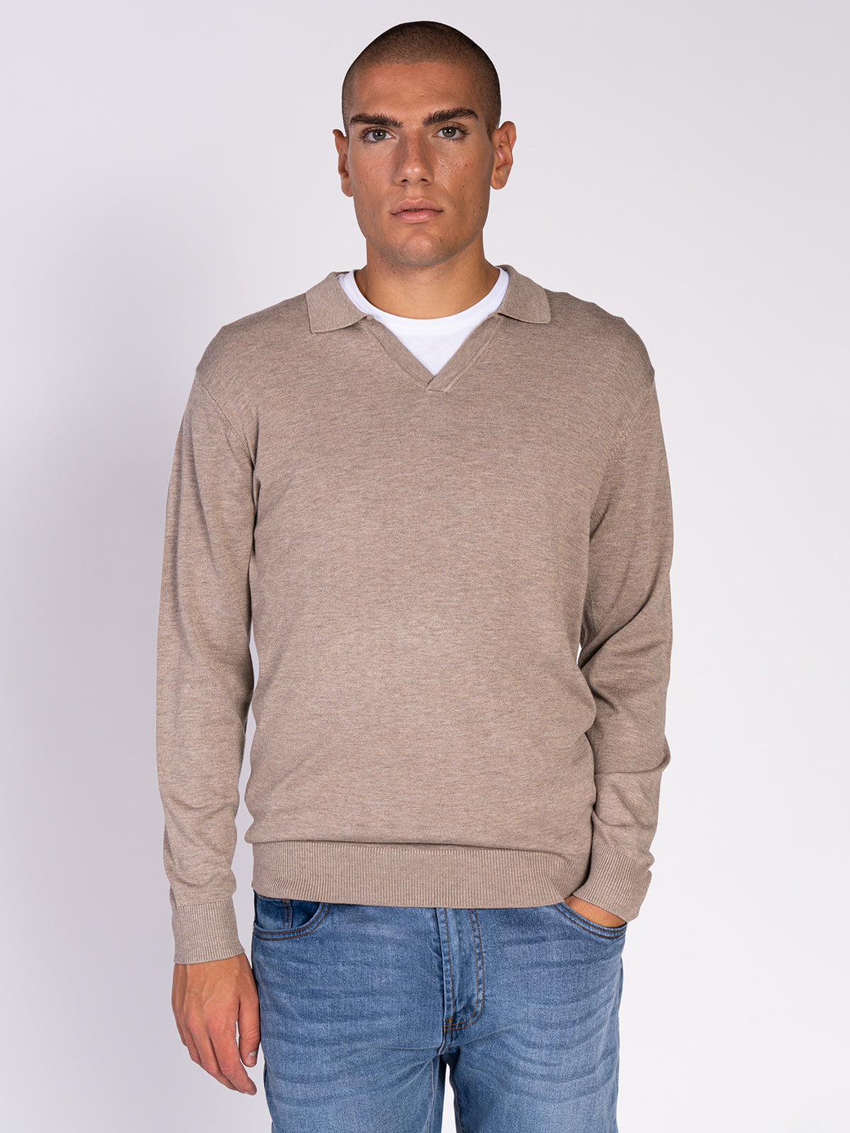 MAGLIA COLLO DERBY|Colore:Beige