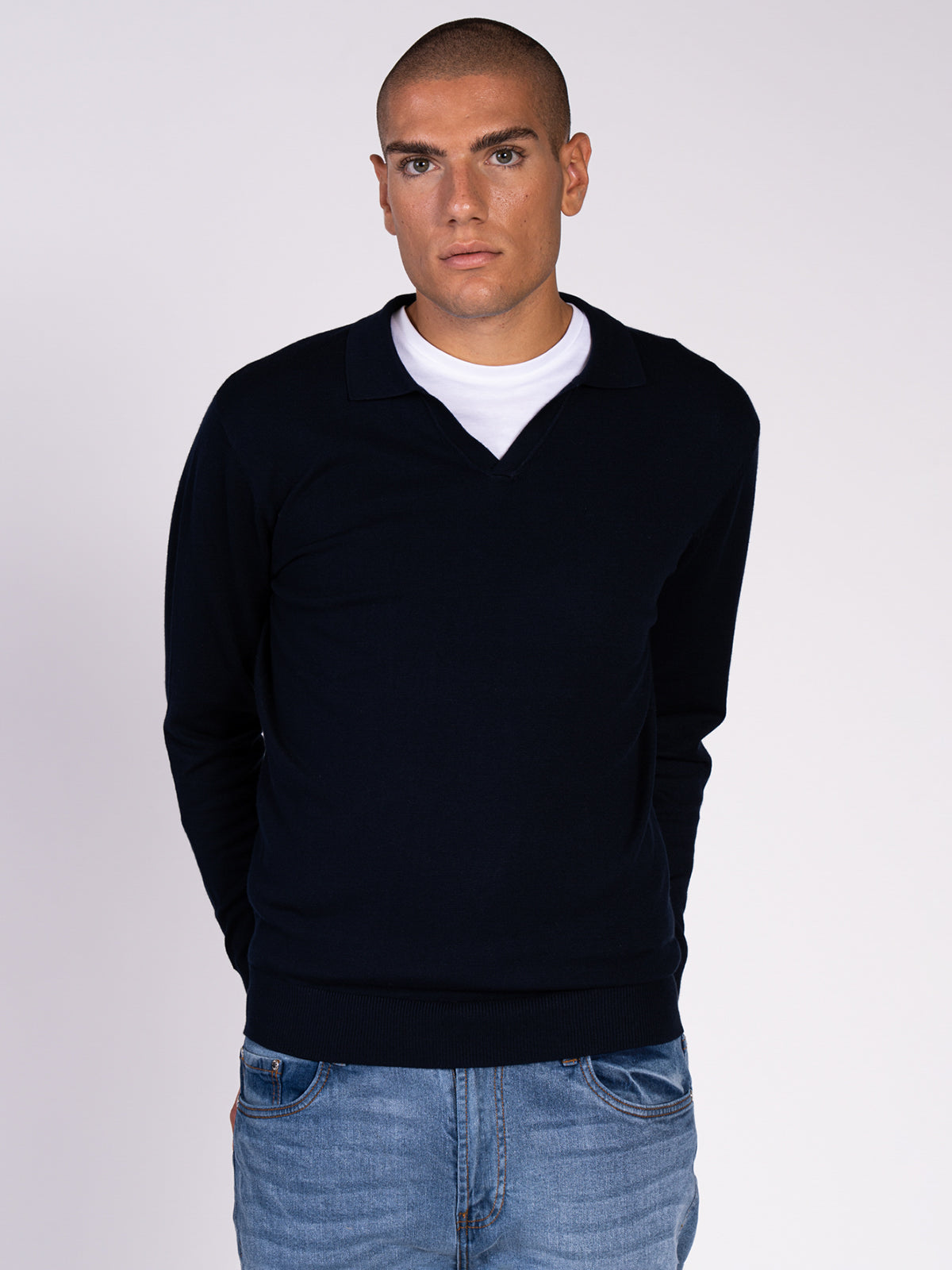 MAGLIA COLLO DERBY|Colore:Blu
