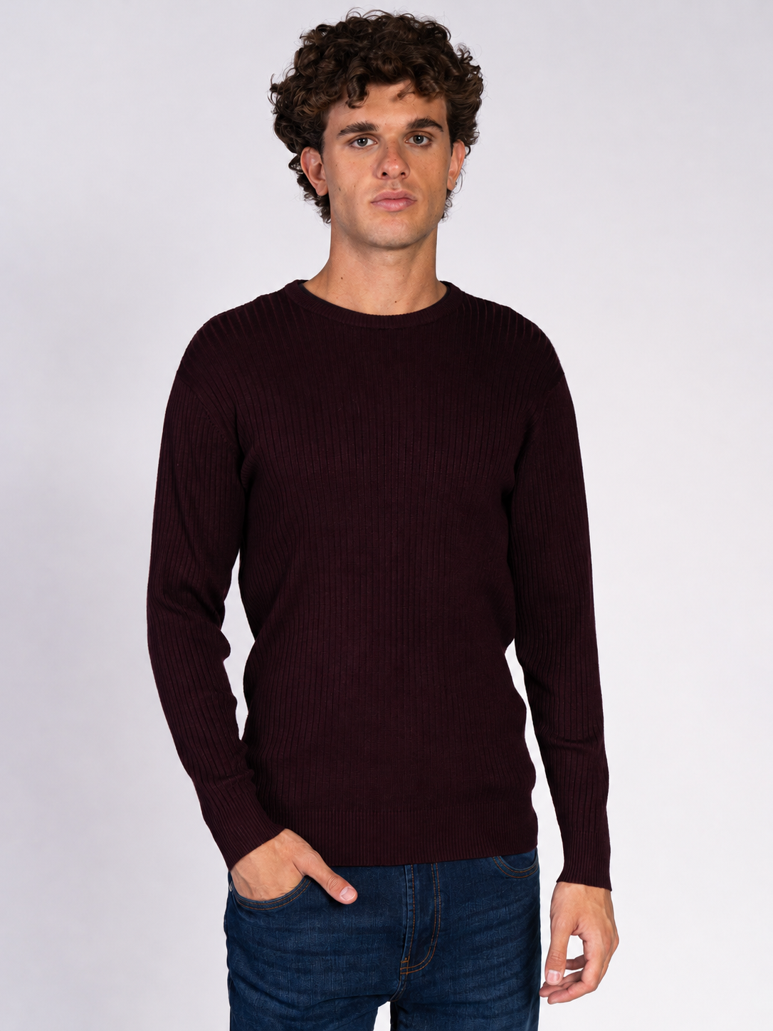 MAGLIA GIROCOLLO A COSTE|Colore:Bordeaux