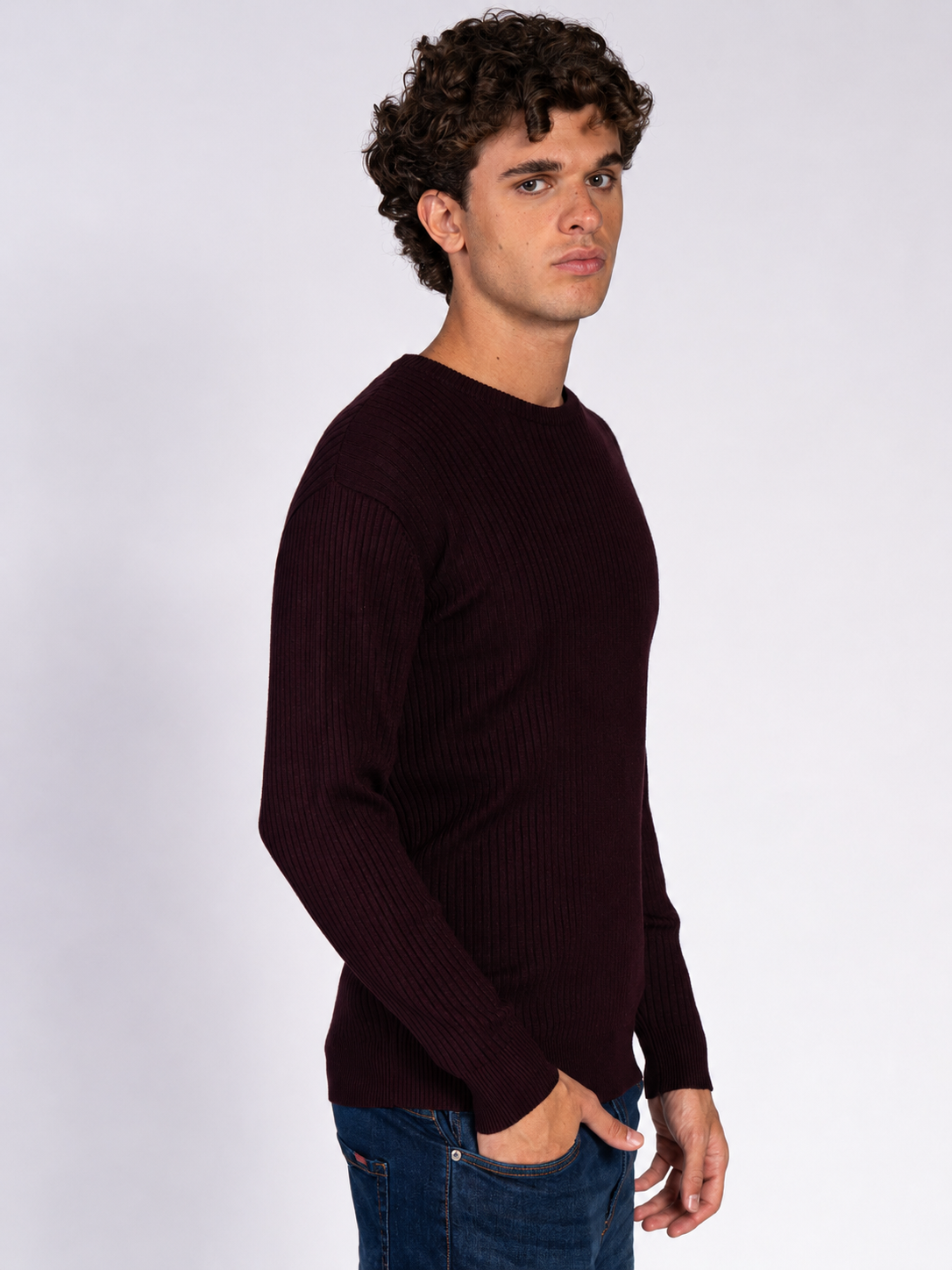 MAGLIA GIROCOLLO A COSTE|Colore:Bordeaux