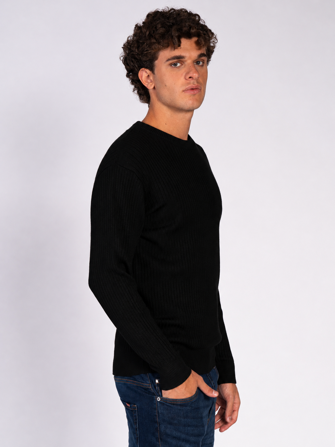 MAGLIA GIROCOLLO A COSTE|Colore:Nero