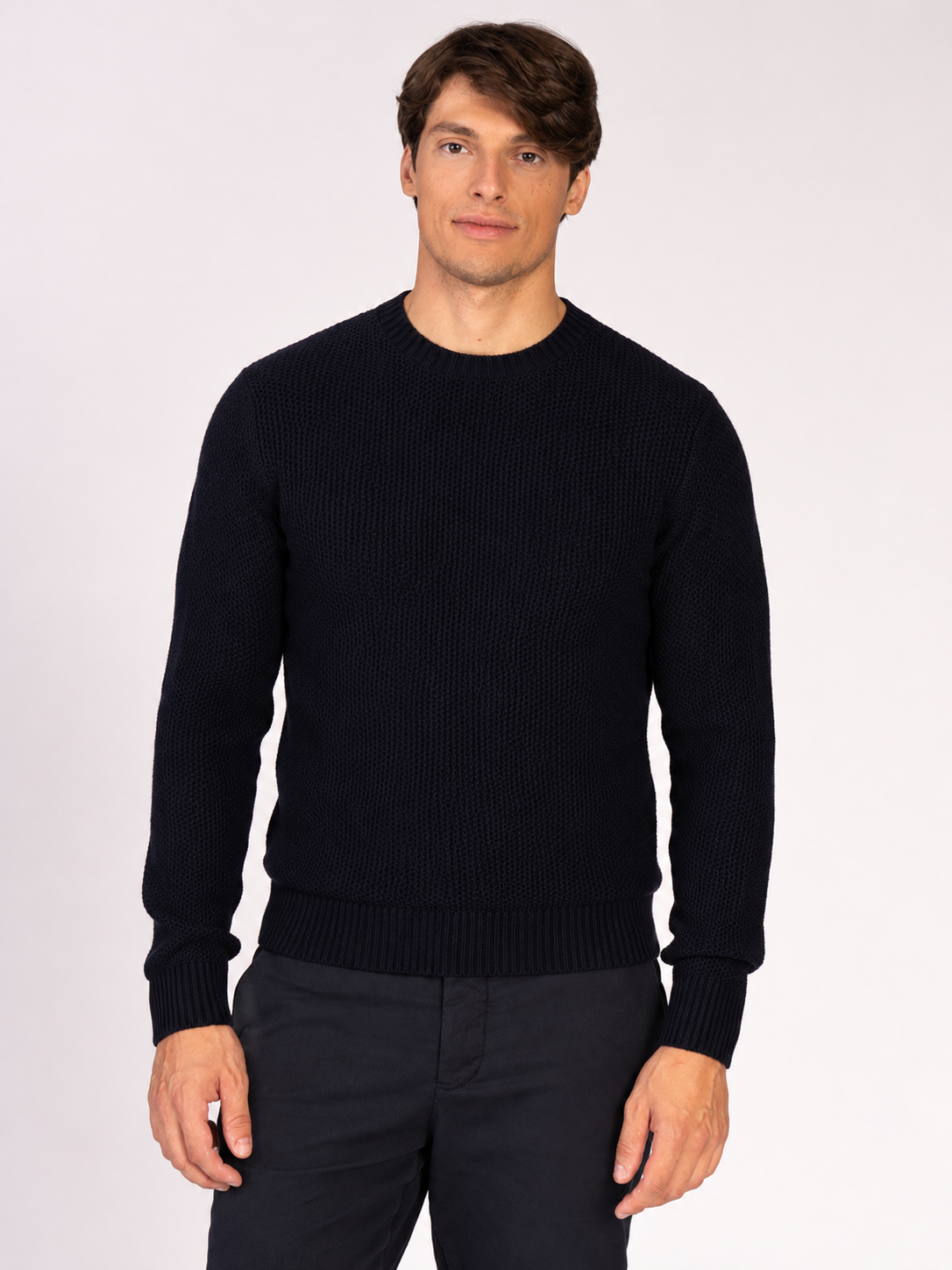 MAGLIA GIROCOLLO JACQUARD|Colore:Blu