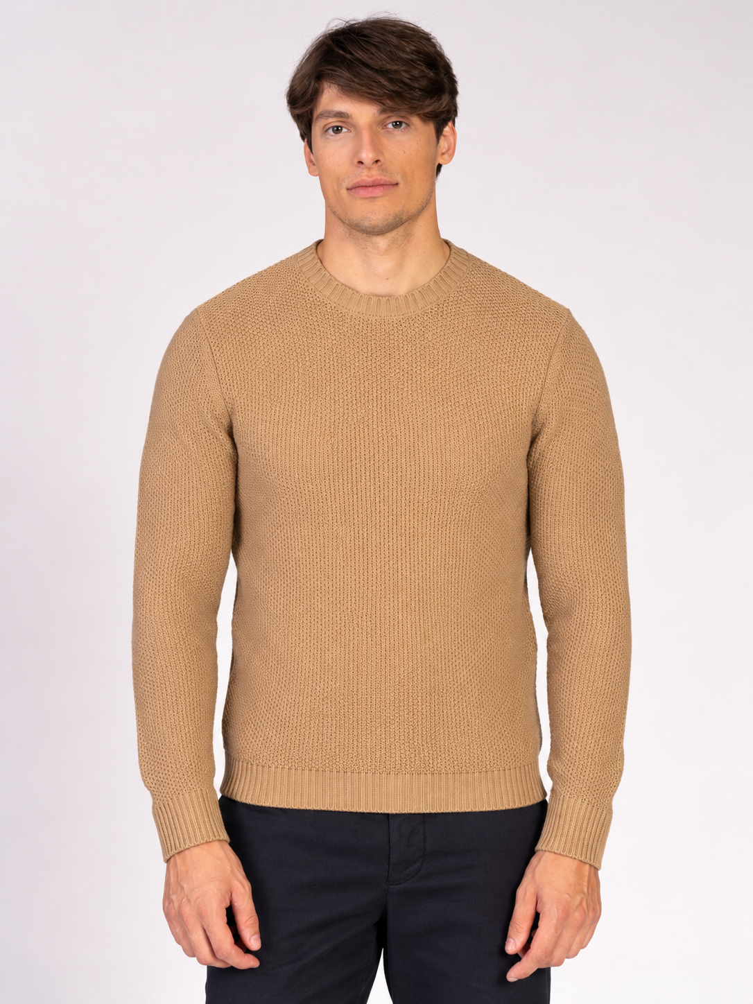 MAGLIA GIROCOLLO JACQUARD|Colore:Beige scuro