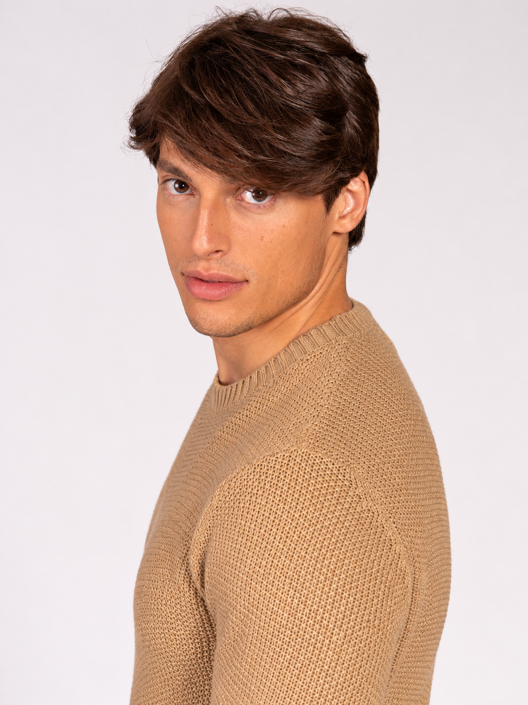 MAGLIA GIROCOLLO JACQUARD|Colore:Beige scuro