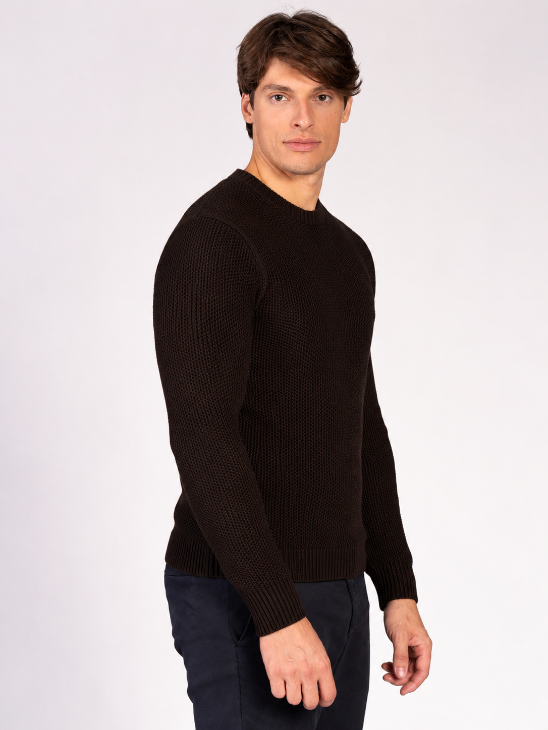 MAGLIA GIROCOLLO JACQUARD|Colore:Caffe'