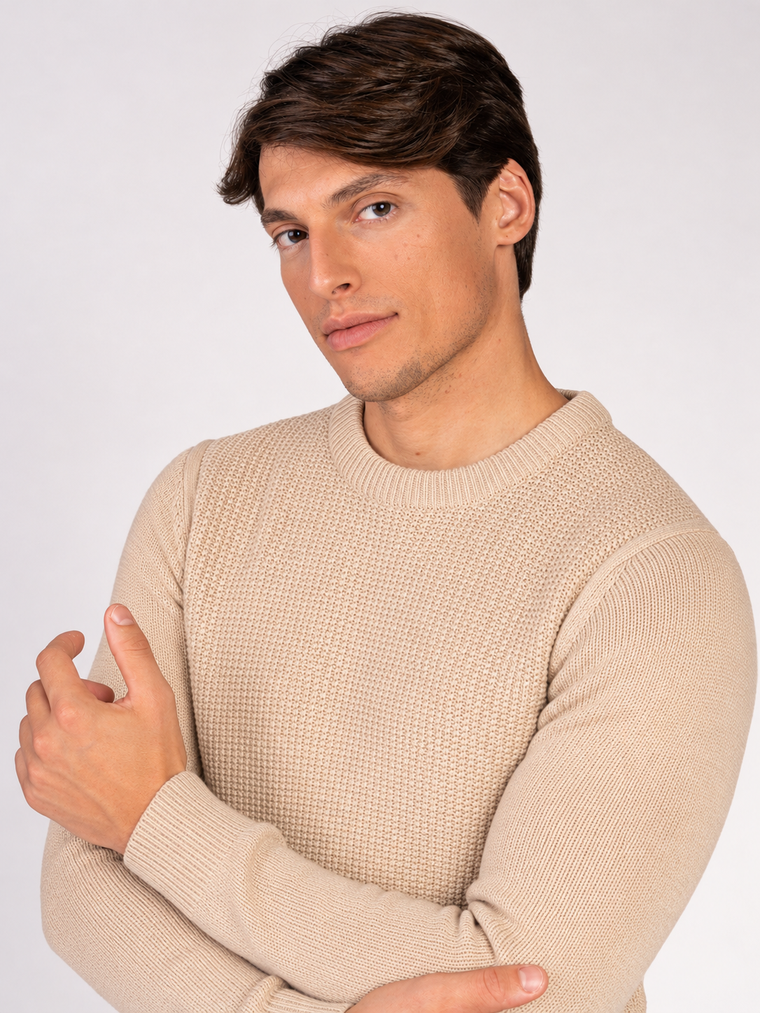 MAGLIA GIROCOLLO JACQUARD|Colore:Beige