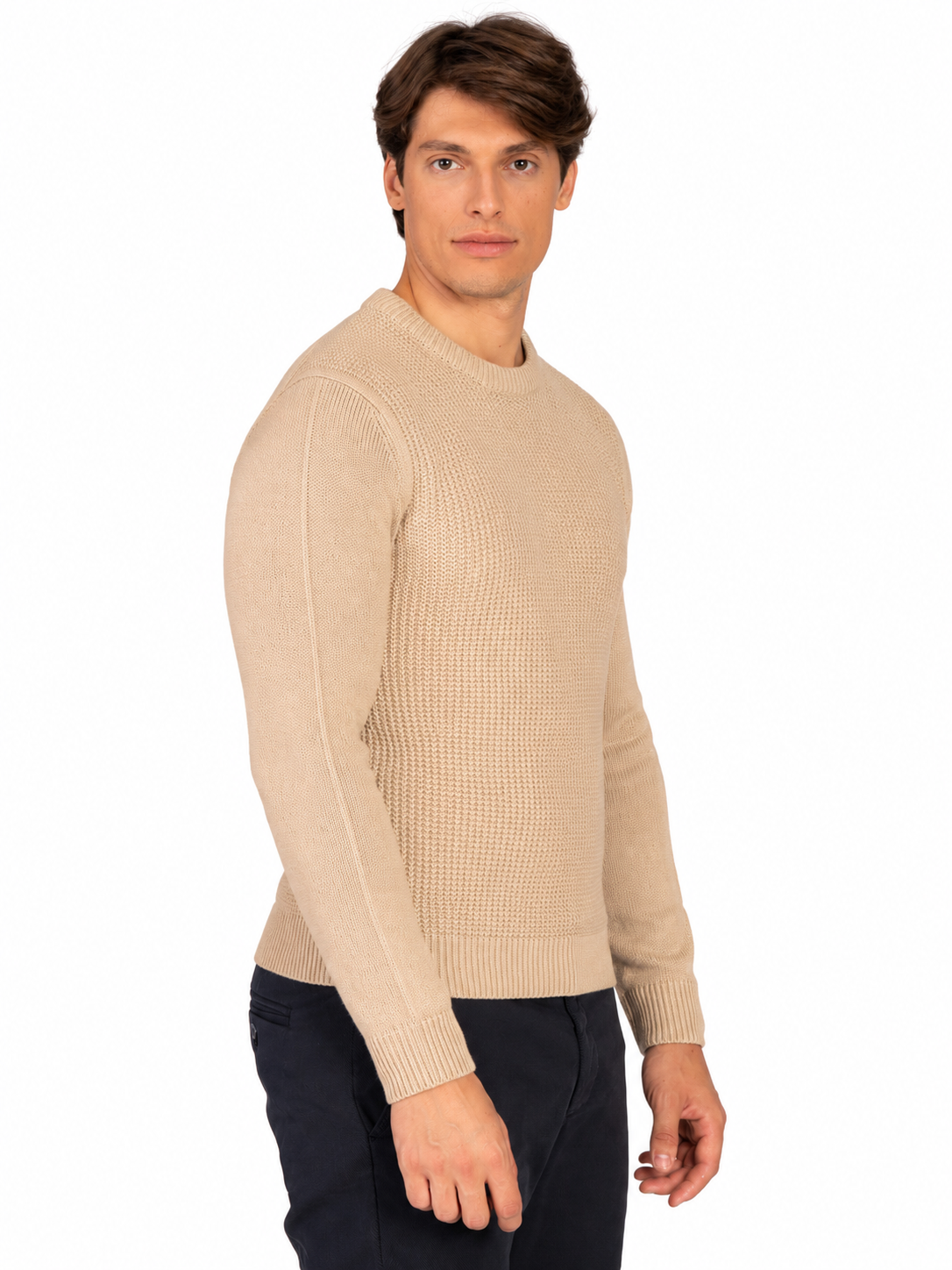MAGLIA GIROCOLLO JACQUARD|Colore:Beige
