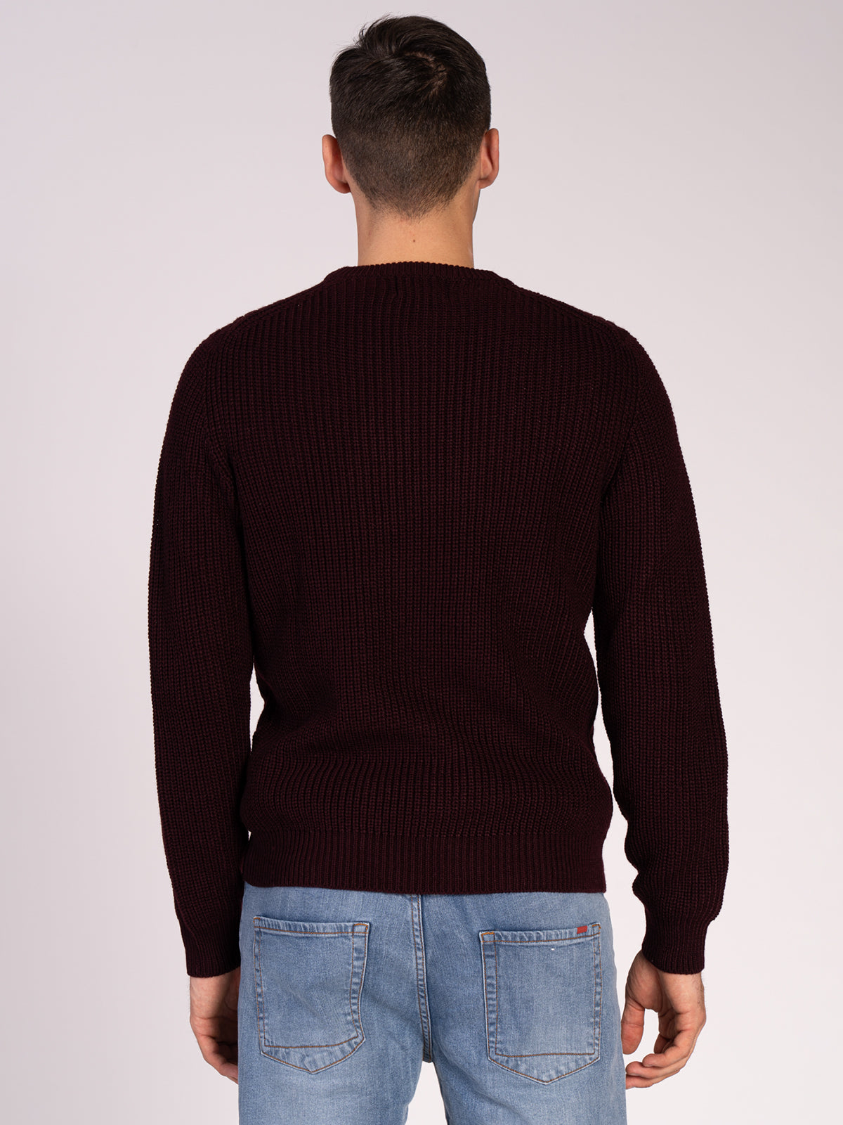 MAGLIA GIROCOLLO CON TRECCIA|Colore:Bordeaux