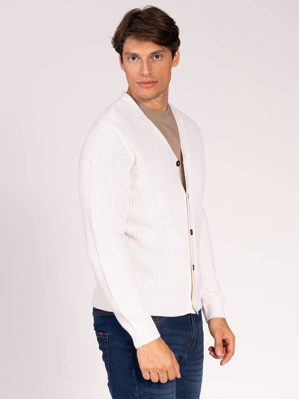 CARDIGAN CON BOTTONI A COSTE|Colore:Panna