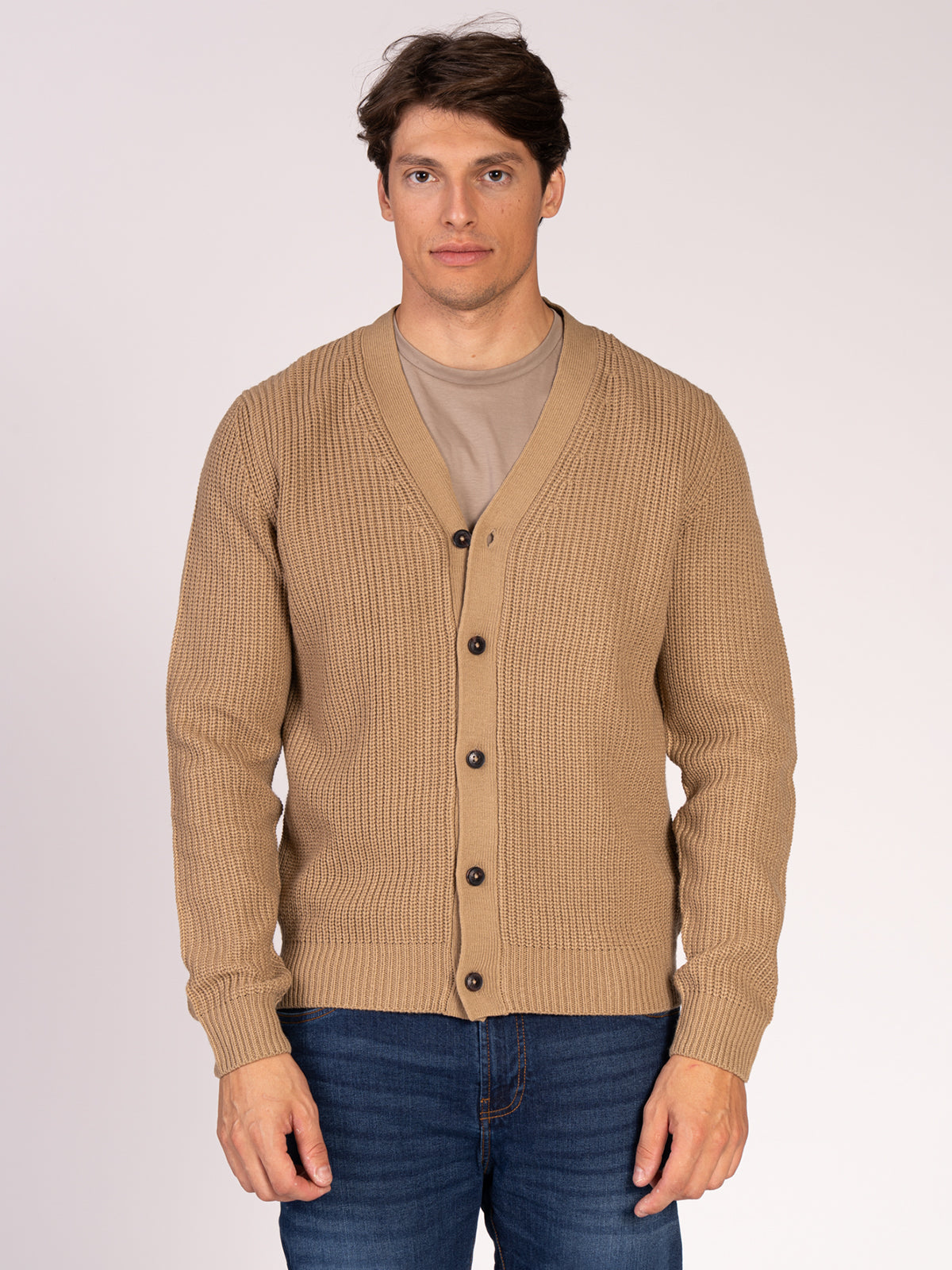 CARDIGAN CON BOTTONI A COSTE|Colore:Beige scuro