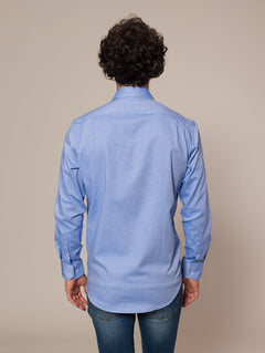 Camicia collo classico tessuto armaturato|Colore:Bluette
