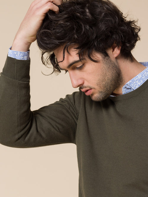 Maglia basic girocollo|Colore:Verde militare