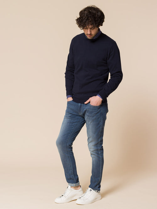 Maglia basic girocollo|Colore:Blu